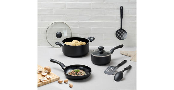 KOCHTOPFSET 8-teilig  - Transparent/Schwarz, Basics, Glas/Kunststoff - Homeware Profession.