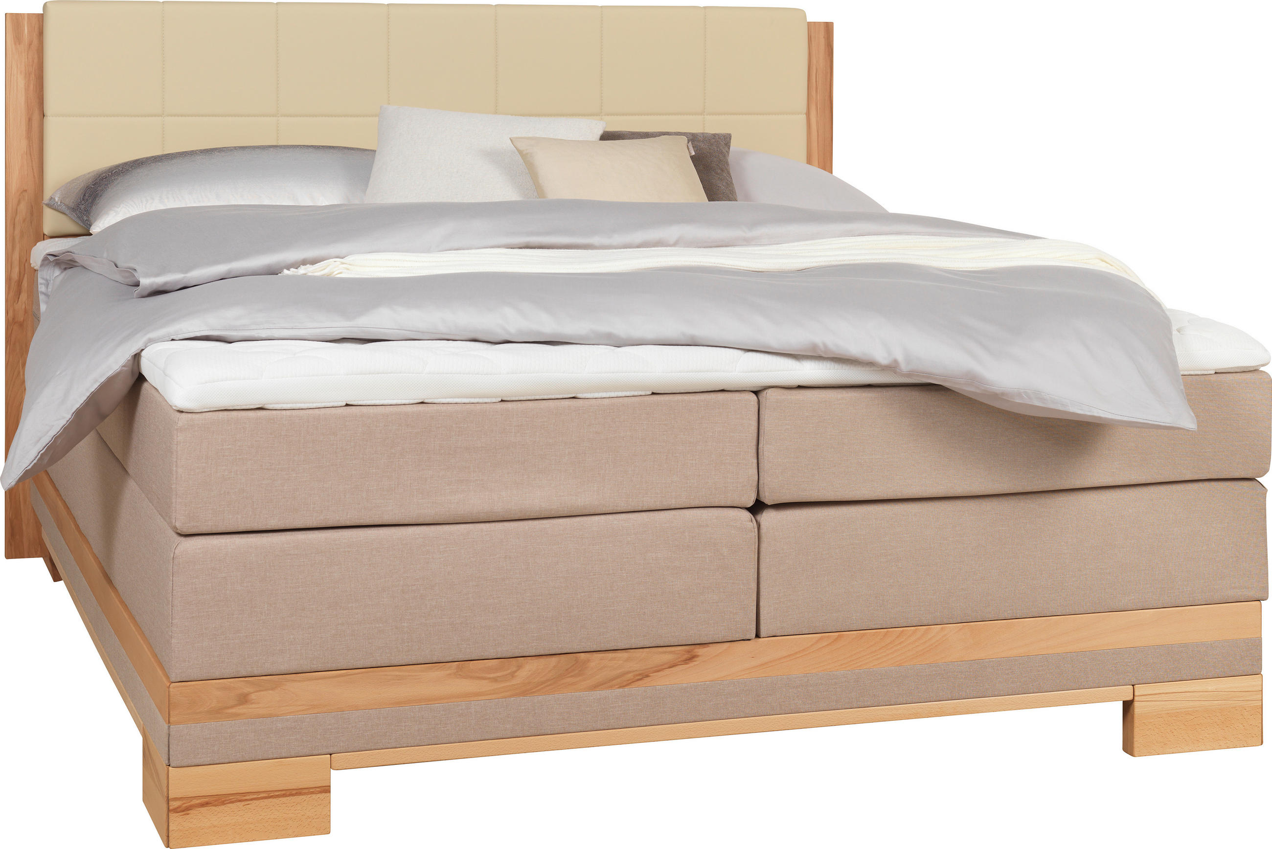 Linea Natura Boxspringbett Buche, Beige 160x200 cm