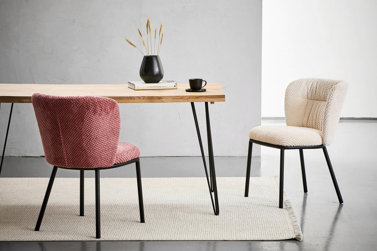 STUHL  in Eisen Webstoff Metall, Textil  - Anthrazit/Schwarz, Design, Textil/Metall (53,5/80/60,5cm) - Stylife