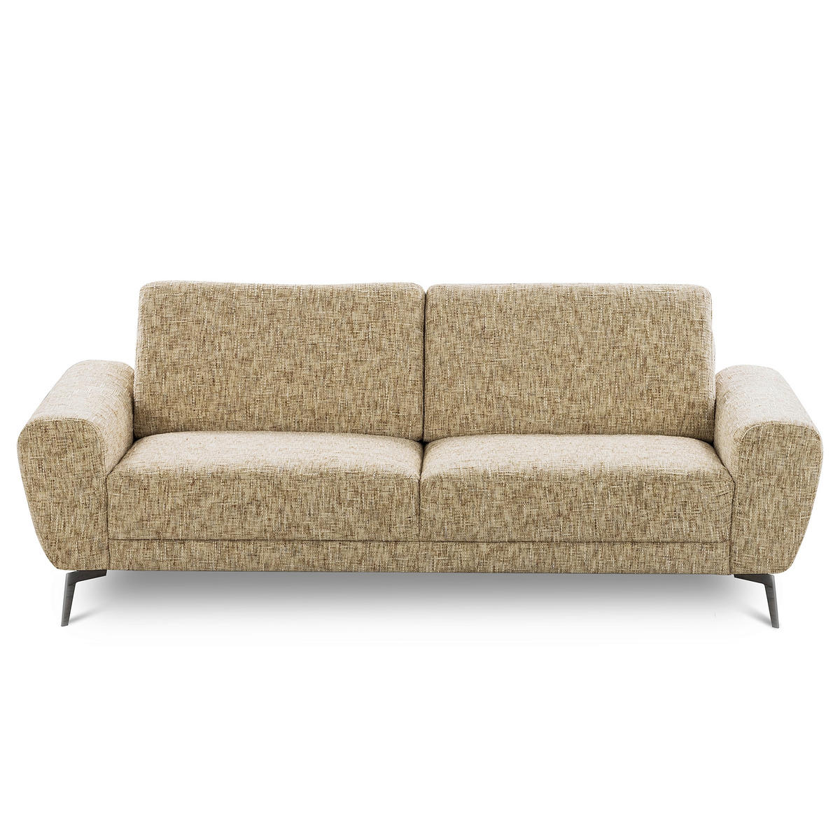 3-SITZER-SOFA Webstoff Hellbraun  - Hellbraun/Schwarz, Design, Textil/Metall (187/85/92cm) - Livetastic