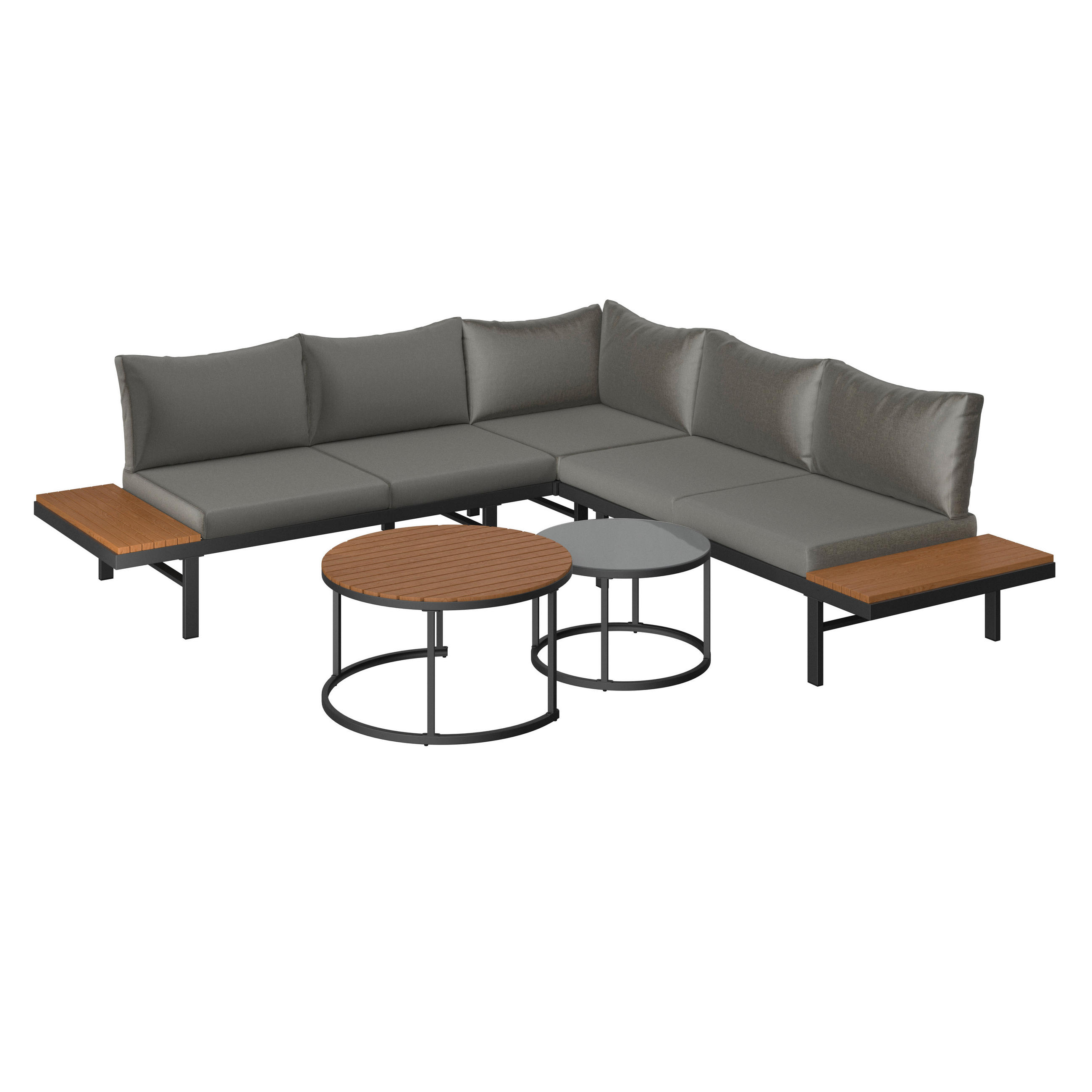 Loungegarnitur 4-tlg. Zürich Holz/metall/glas Mit Kissen