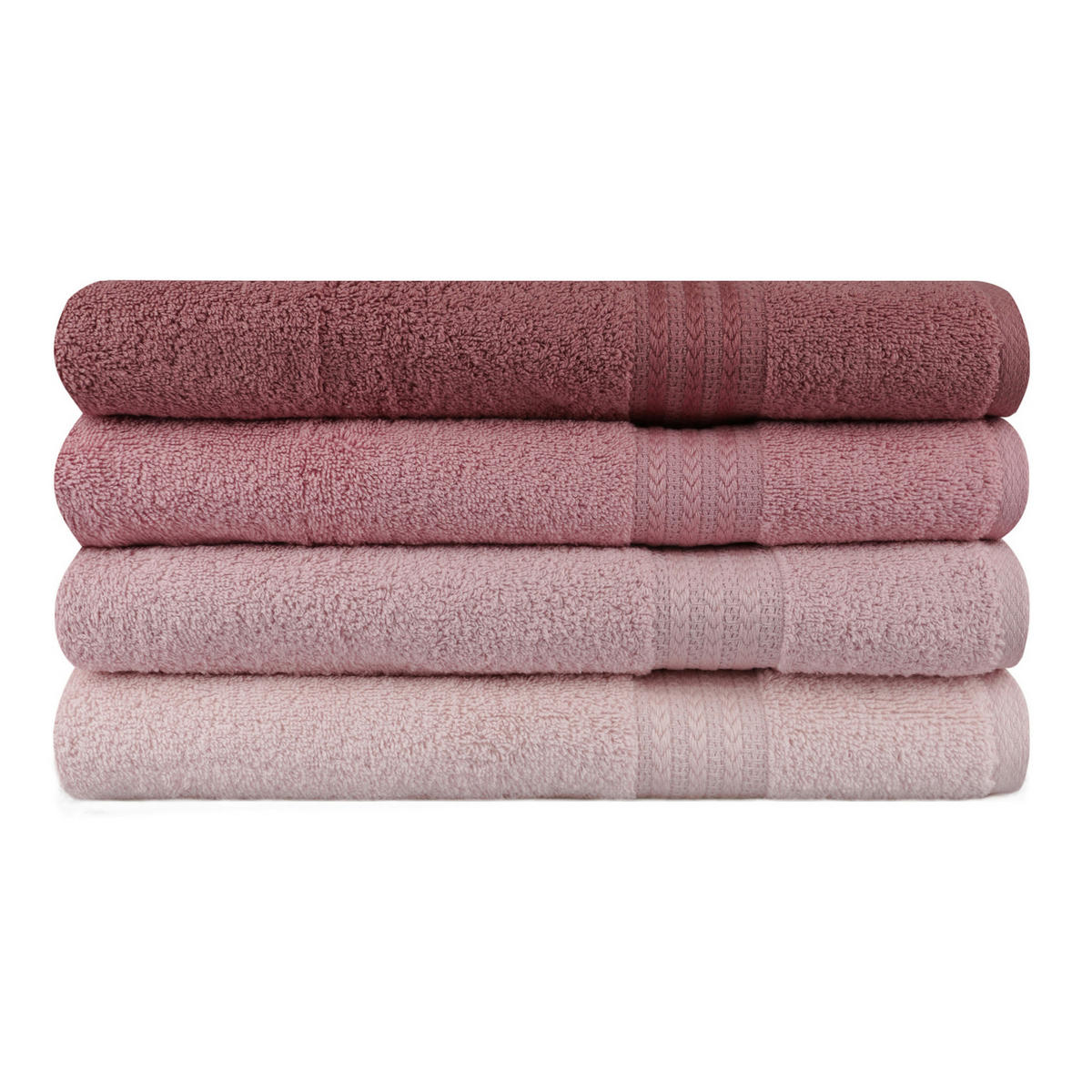 DUSCHTUCHSET Altrosa, Pink, Hellrosa 4-teilig  - Pink/Hellrosa, Basics, Textil (70/140cm)