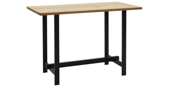 BARTISCH Eiche massiv rechteckig Schwarz, Eichefarben - Eichefarben/Schwarz, Design, Holz/Metall (140/70/92cm) - Valnatura