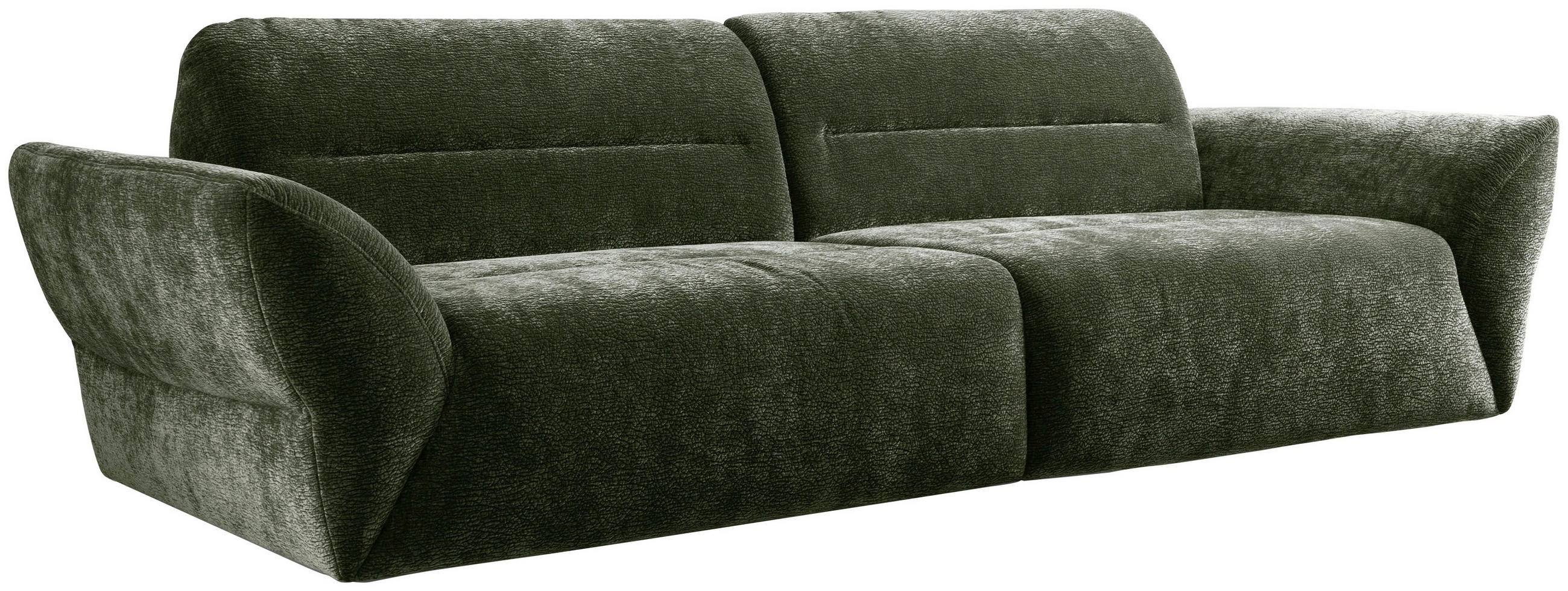 BIGSOFA in Chenille Olivgrün  - Schwarz/Olivgrün, Konventionell, Kunststoff/Textil (300/91/116cm) - Sit & More
