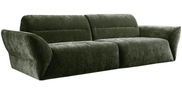 BIGSOFA Chenille Olivgrün  - Schwarz/Olivgrün, KONVENTIONELL, Kunststoff/Textil (300/91/116cm) - Cantus