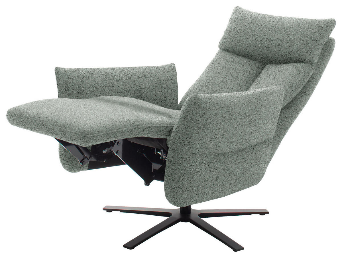 FERNSEHSESSEL  mit Relaxfunktion Chenille Blaugrau  - Blaugrau/Schwarz, Design, Textil/Metall (74/115/85cm) - Schöner Wohnen