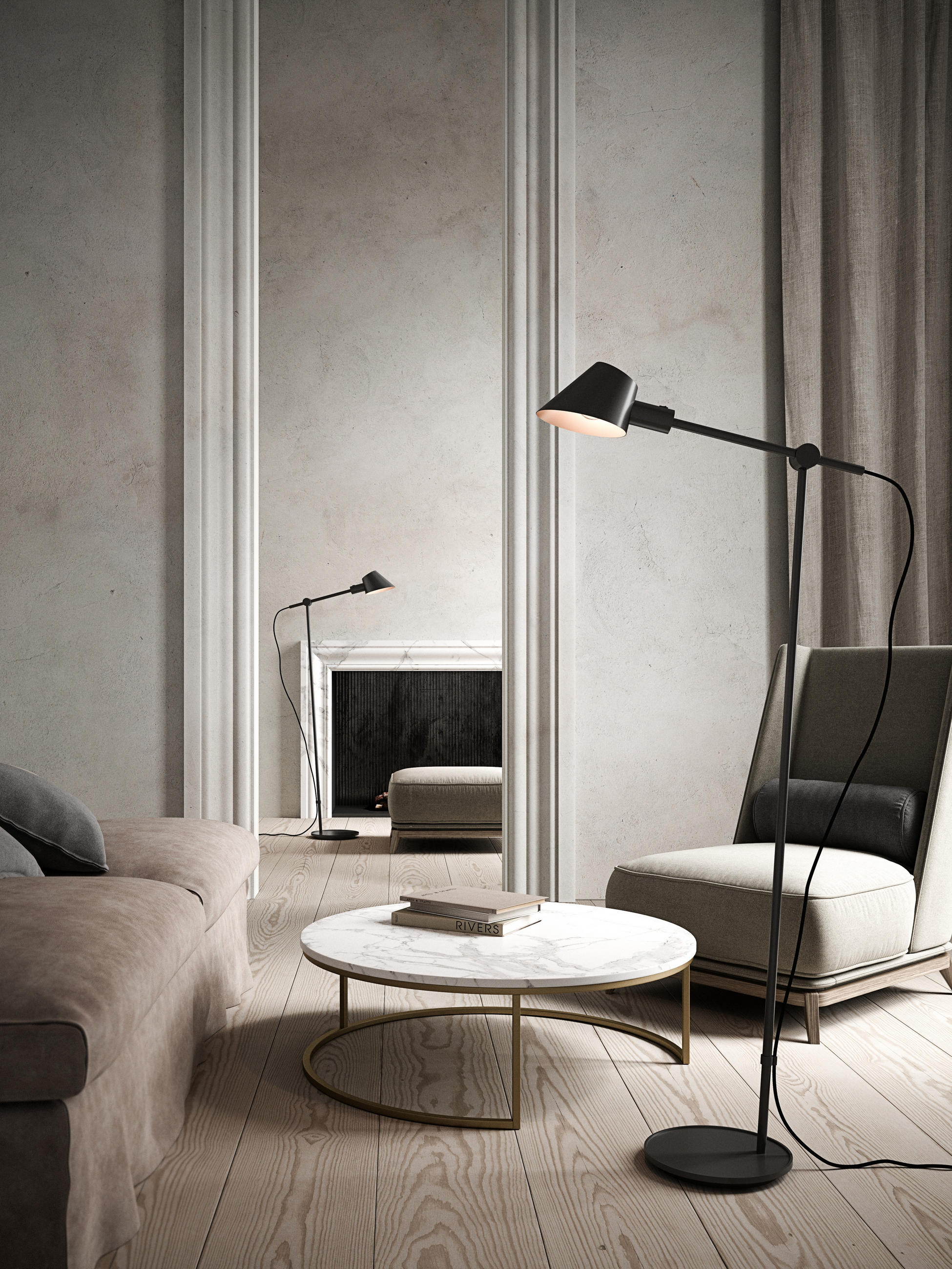 STEHLEUCHTE 58/129 cm - Schwarz, Design, Metall (58/129cm) - Nordlux