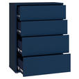 KOMMODE , 75/99/35 cm, 4 Schublade(n)  - Silberfarben/Dunkelblau, Trend, Holzwerkstoff/Kunststoff (75/99/35cm) - Carryhome