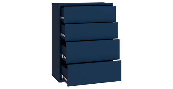 KOMMODE , 75/99/35 cm, 4 Schublade(n)  - Silberfarben/Dunkelblau, Trend, Holzwerkstoff/Kunststoff (75/99/35cm) - Carryhome