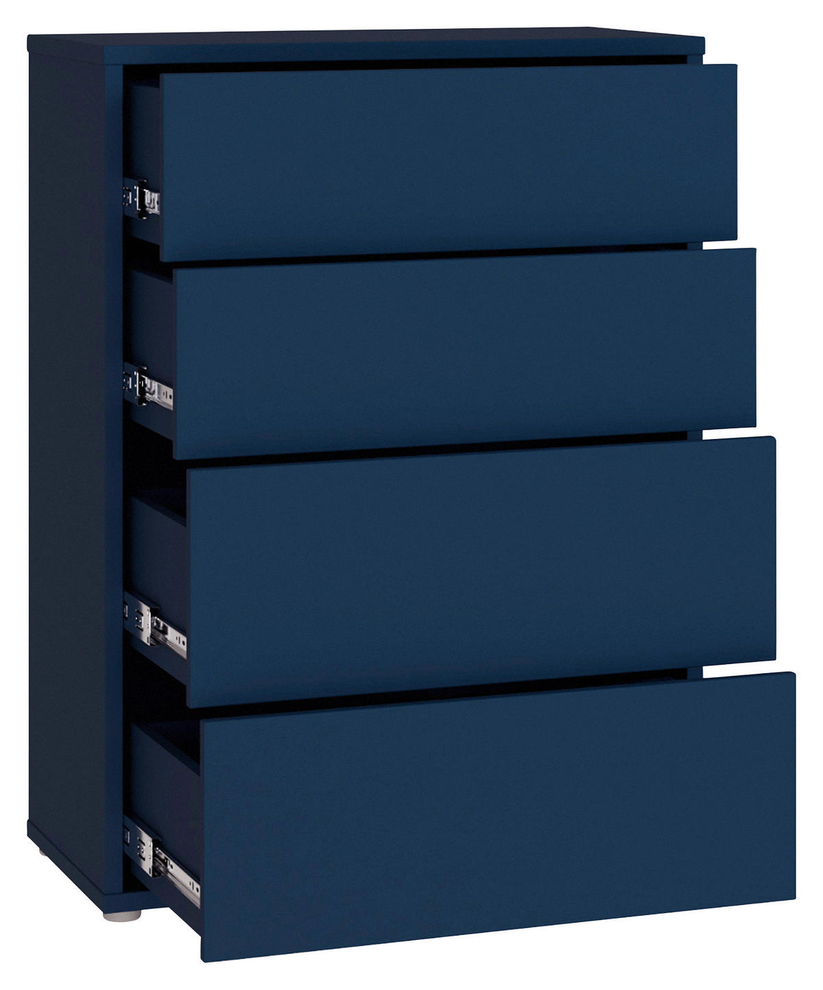 KOMMODE , 75/99/35 cm, 4 Schublade(n)  - Silberfarben/Dunkelblau, Trend, Holzwerkstoff/Kunststoff (75/99/35cm) - Carryhome