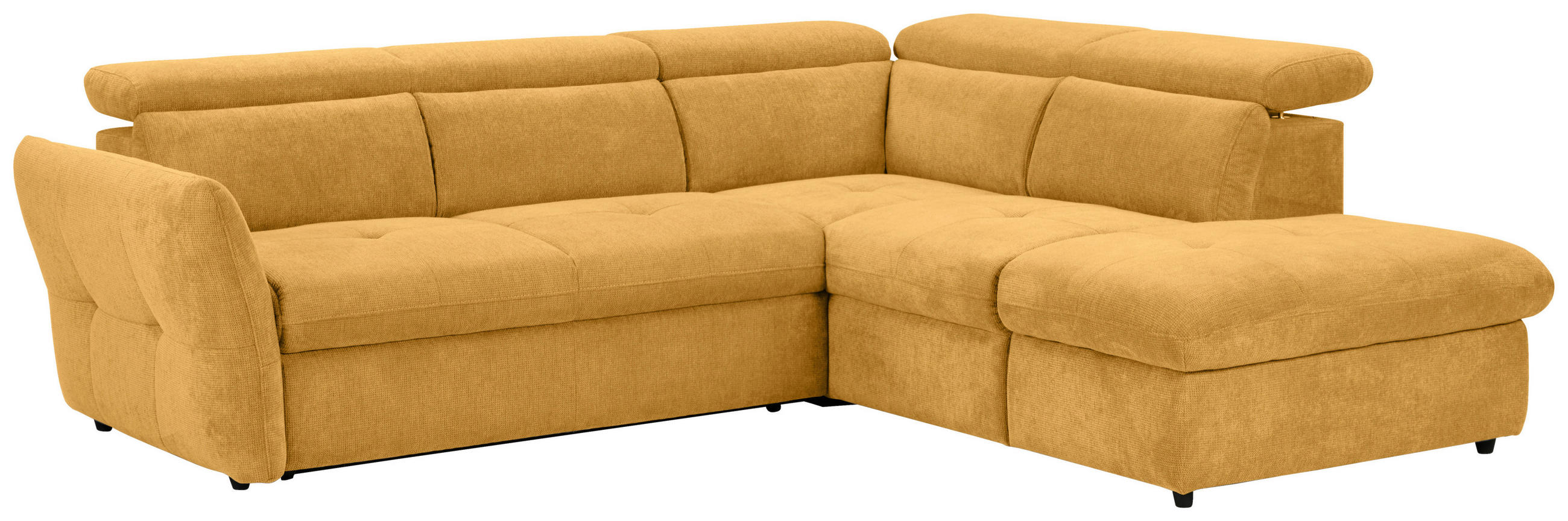 ECKSOFA in Mikrofaser Senfgelb  - Senfgelb/Schwarz, Design, Kunststoff/Textil (254/224cm) - Livetastic