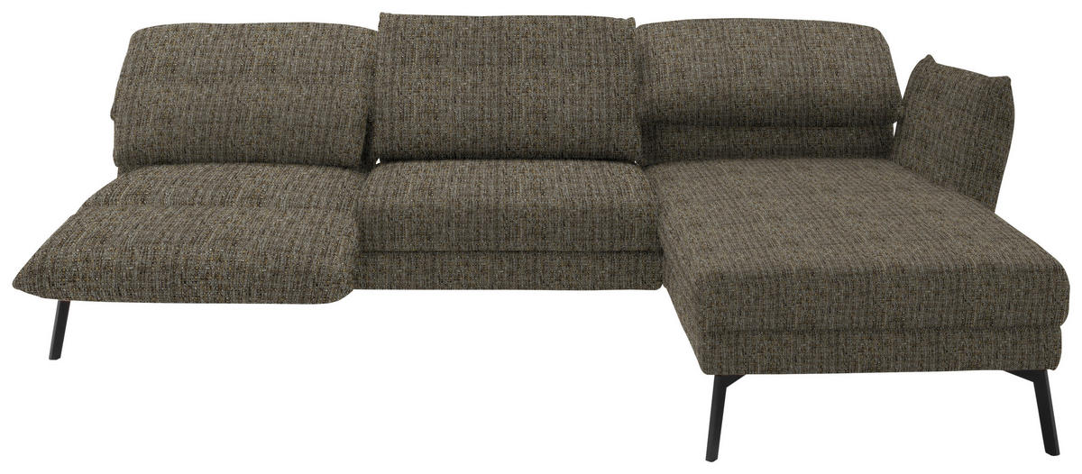 ECKSOFA in Flachgewebe Braun  277/175 cm  - Schwarz/Braun, Design, Textil/Metall (277/175cm) - Schöner Wohnen