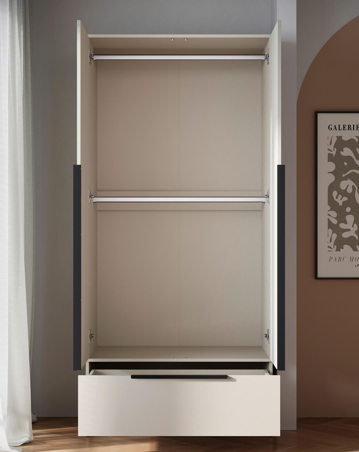 KLEIDERSCHRANK Beige, Kaschmir  - Kaschmir/Beige, Konventionell, Holzwerkstoff/Metall (90,2/192,9/51cm) - MID.YOU