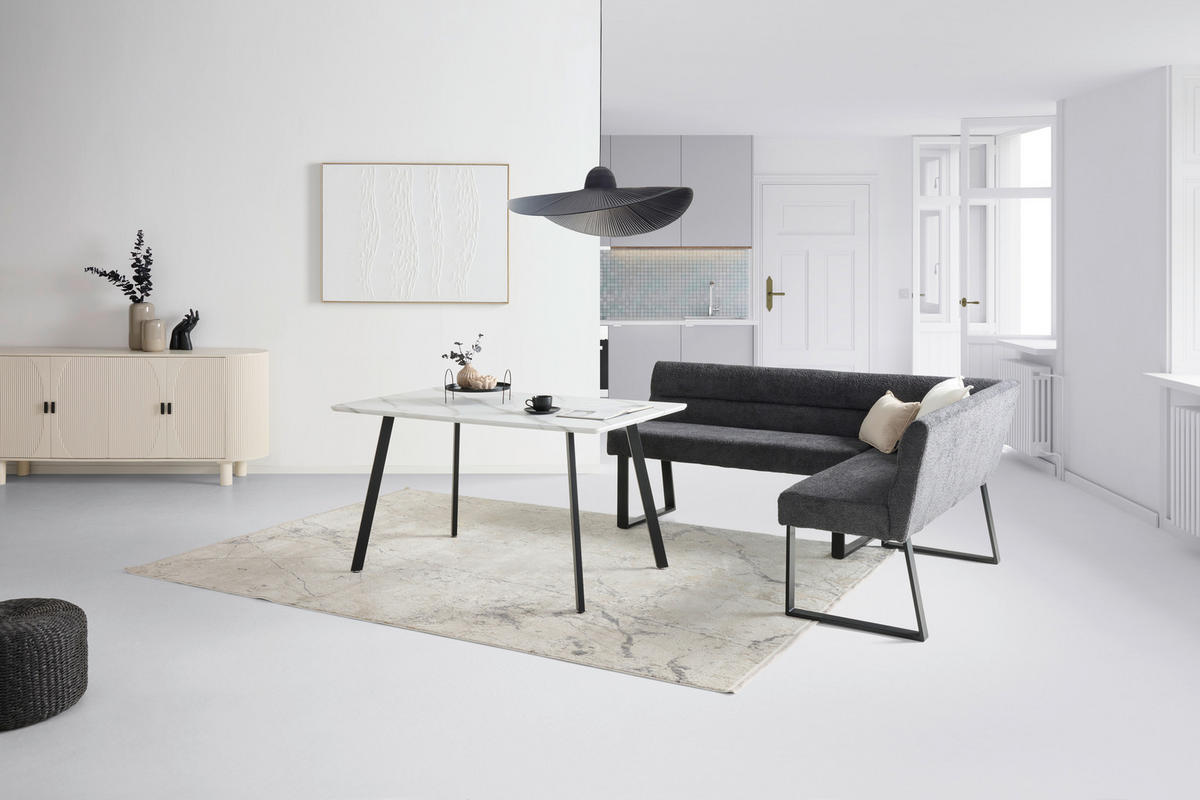 ECKBANK 190/150 cm  in Dunkelgrau  - Dunkelgrau/Schwarz, KONVENTIONELL, Textil/Metall (190/150cm) - MID.YOU