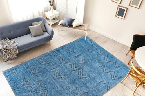 VINTAGE KOBEREC, 120/180 cm, modrá, barvy zlata - modrá/barvy zlata, Design, textil (120/180cm)
