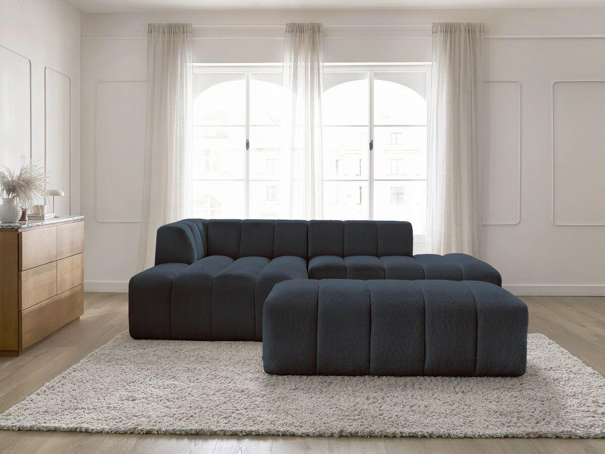 ECKSOFA  ANNECY Dunkelblau Bouclé  - Schwarz/Dunkelblau, MODERN, Kunststoff/Textil (170/262cm)