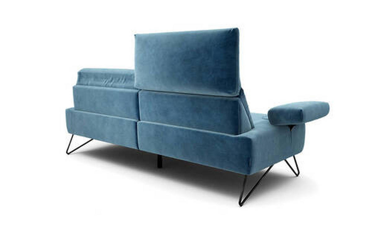 2,5-SITZER in Samt Blau  - Blau/Schwarz, Design, Textil/Metall (204-234/85/86-94cm) - SENSOO