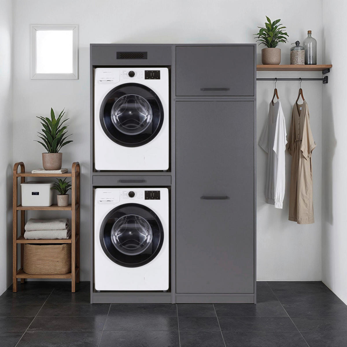 HAUSWIRTSCHAFTSRAUM 134/208/68 cm  in Anthrazit  - Anthrazit, MODERN, Holzwerkstoff (134/208/68cm) - home24