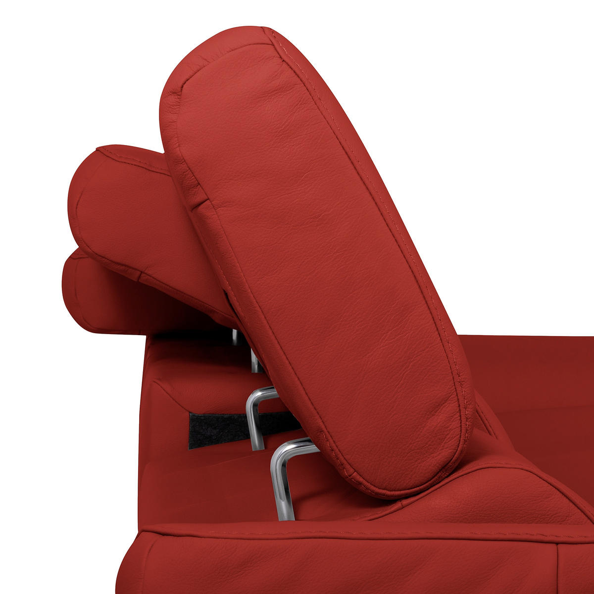 ECKSOFA Lederlook Echtleder Rot  - Chromfarben/Rot, Design, Leder/Textil (252/179cm) - Livetastic