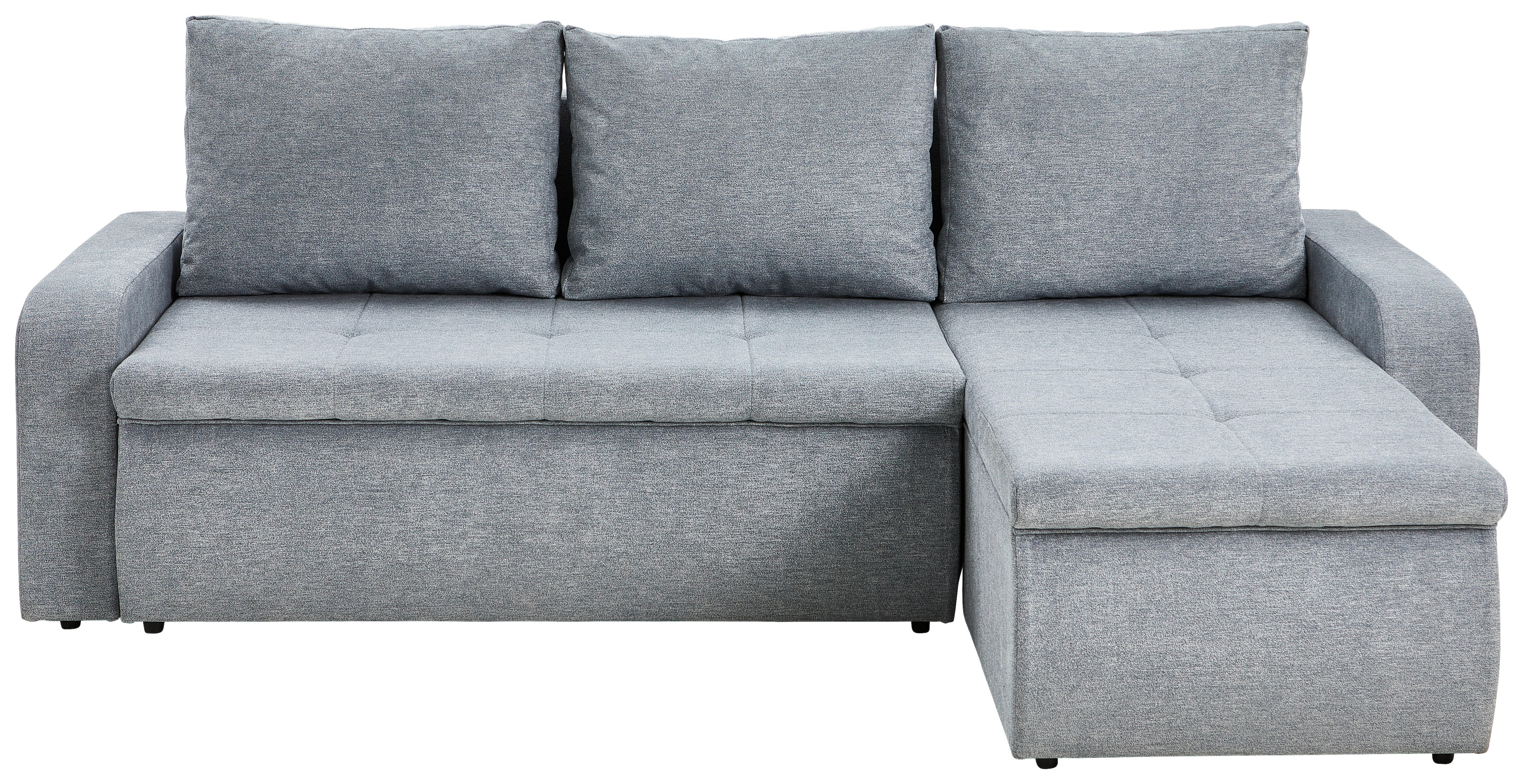 ECKSOFA in Webstoff Grau  - Schwarz/Grau, KONVENTIONELL, Kunststoff/Textil (235/158cm) - P & B