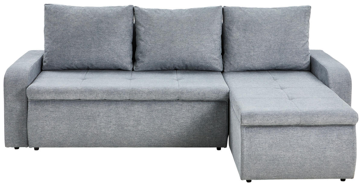 ECKSOFA in Webstoff Grau  - Schwarz/Grau, Konventionell, Kunststoff/Textil (235/158cm) - P & B