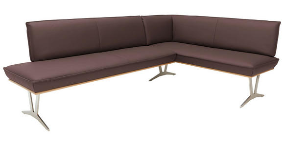 ECKBANK 197/152 cm  in Braun  - Edelstahlfarben/Beige, Design, Leder/Holz (197/152cm) - Ambiente