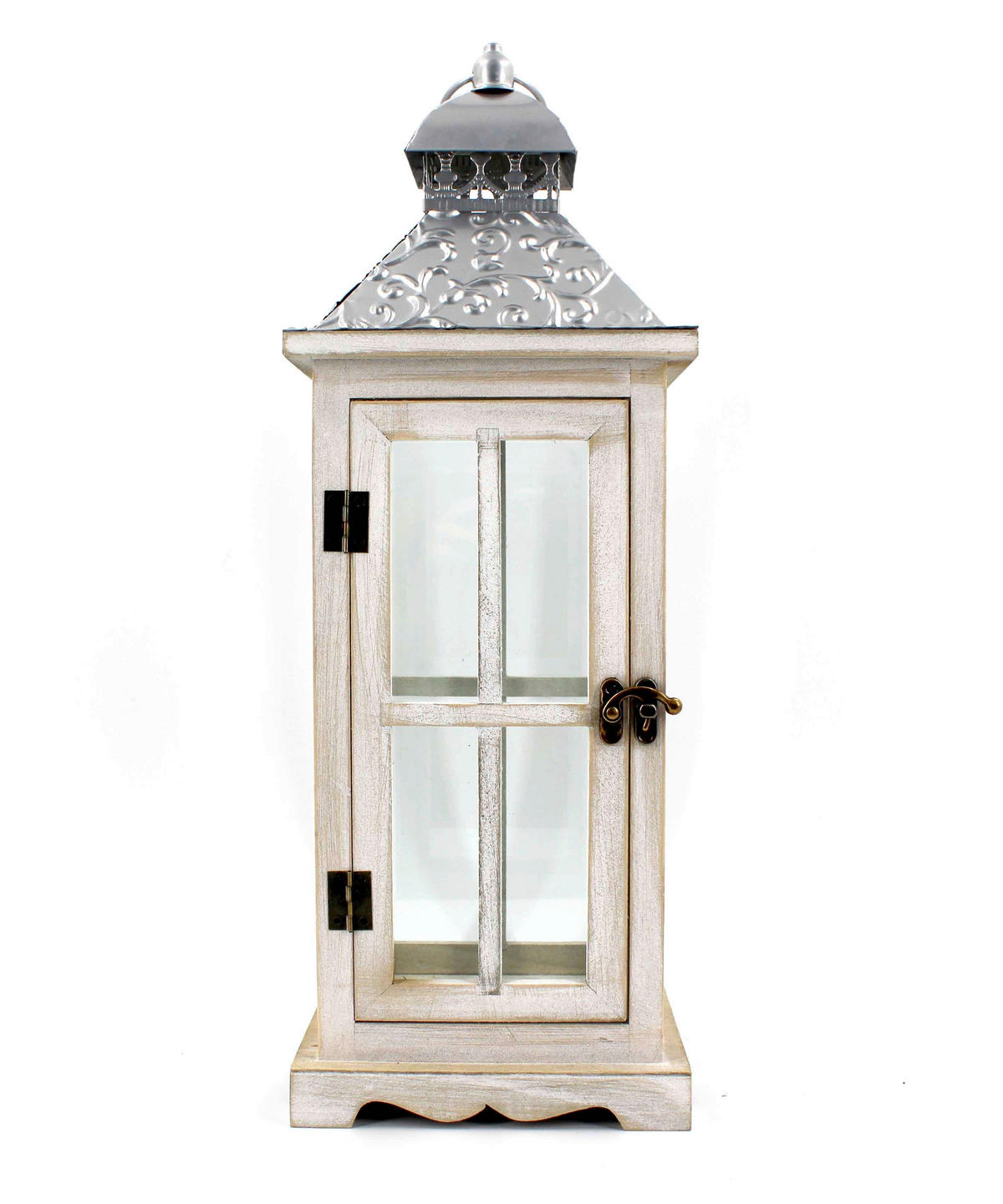 LATERNE - Weiß, Natur, Glas/Holz (16/45/16cm) - Ambia Home