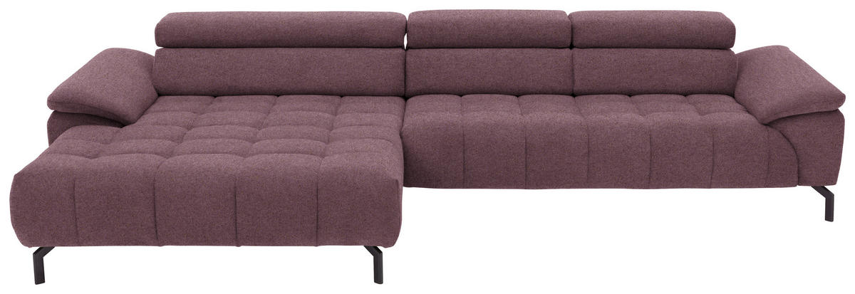 ECKSOFA in Chenille Beere  - Beere/Schwarz, Design, Textil/Metall (190/329cm) - Beldomo Style