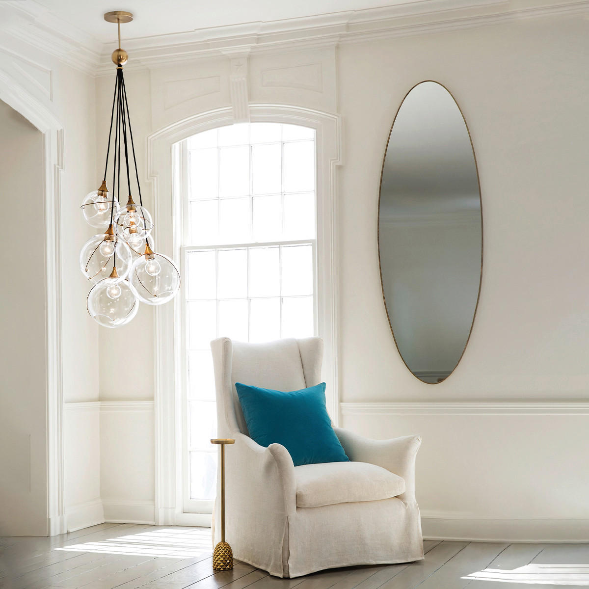 HÄNGLAMPA Elstead Skye 58.9 /169.2 cm  - mässingsfärgad, Design, metall/glas (58.9 /169.2cm) - Elstead Lighting