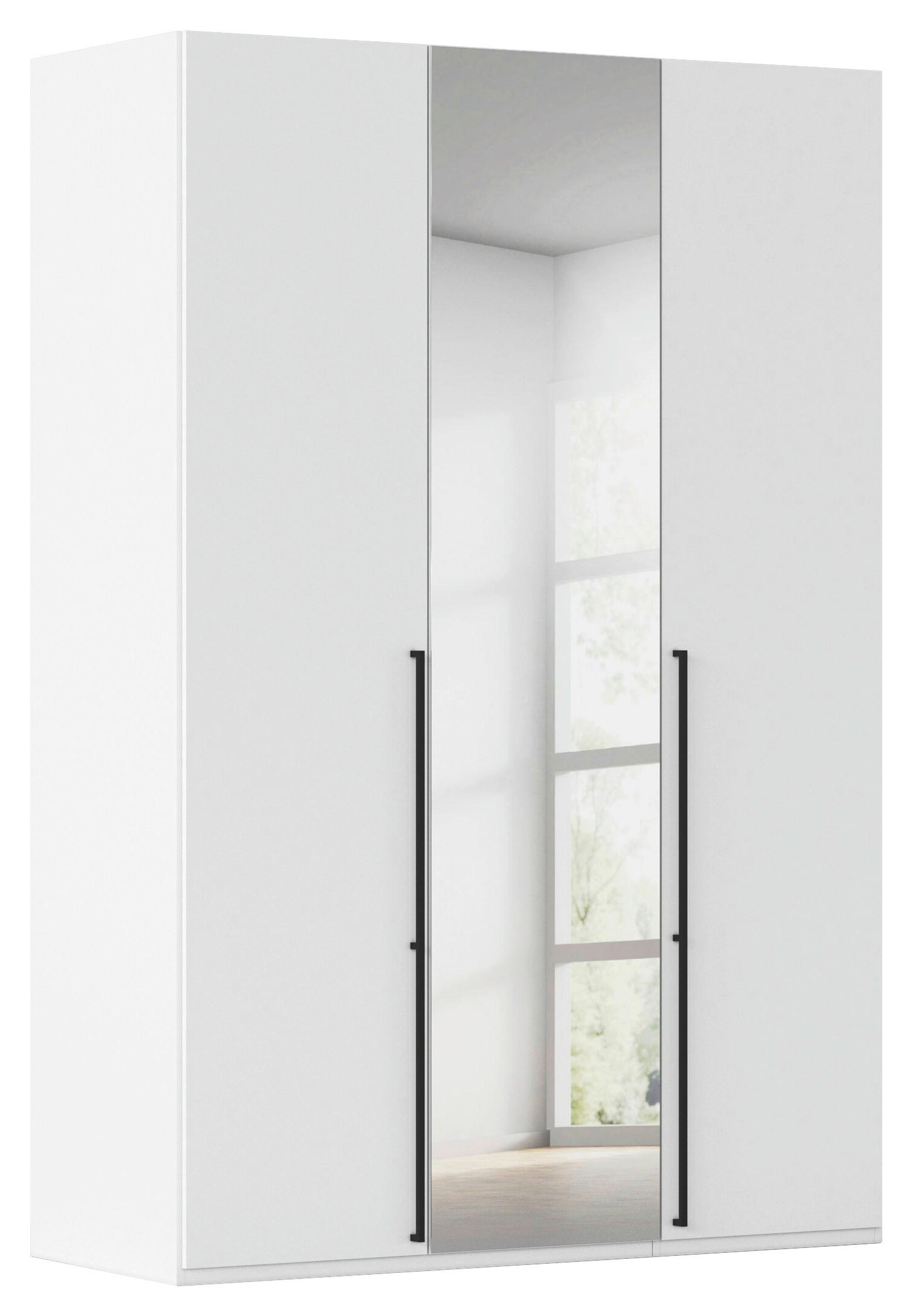 DREHTÜRENSCHRANK 151/223/61 cm,  in Weiß, 3-türig  - Chromfarben/Schwarz, Basics, Glas/Holzwerkstoff (151/223/61cm) - Novel