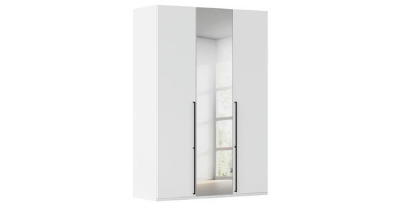 DREHTÜRENSCHRANK 151/235/61 cm,  in Weiß, 3-türig  - Chromfarben/Schwarz, Basics, Glas/Holzwerkstoff (151/235/61cm) - Novel