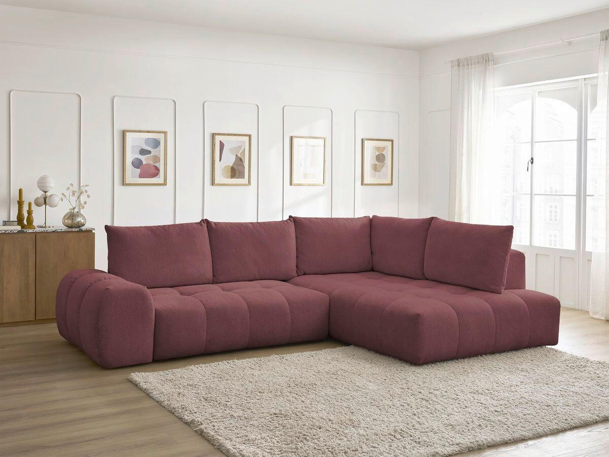 ECKSCHLAFSOFA EVEREST  mit Rücken echt, Armteil links, Armteil rechts Flachgewebe Rot  - Rot/Schwarz, MODERN, Kunststoff/Textil (320/212cm)