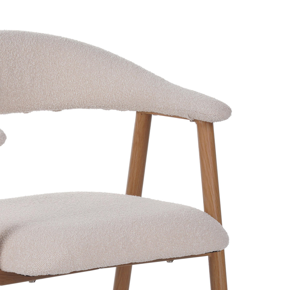 STUHL-SET 2 Stück  in Stahl Bouclé  - Elfenbein, MODERN, Textil/Metall (82/55/55cm) - Livetastic