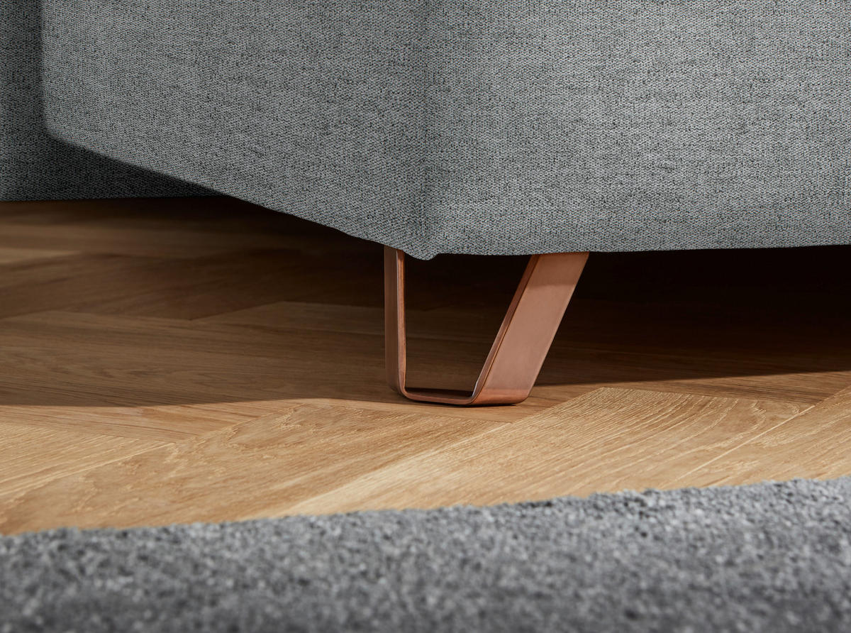 BOXSPRINGBETT 200/200 cm  in Grau  - Grau/Kupferfarben, Konventionell, Textil/Metall (200/200cm) - Ambiente