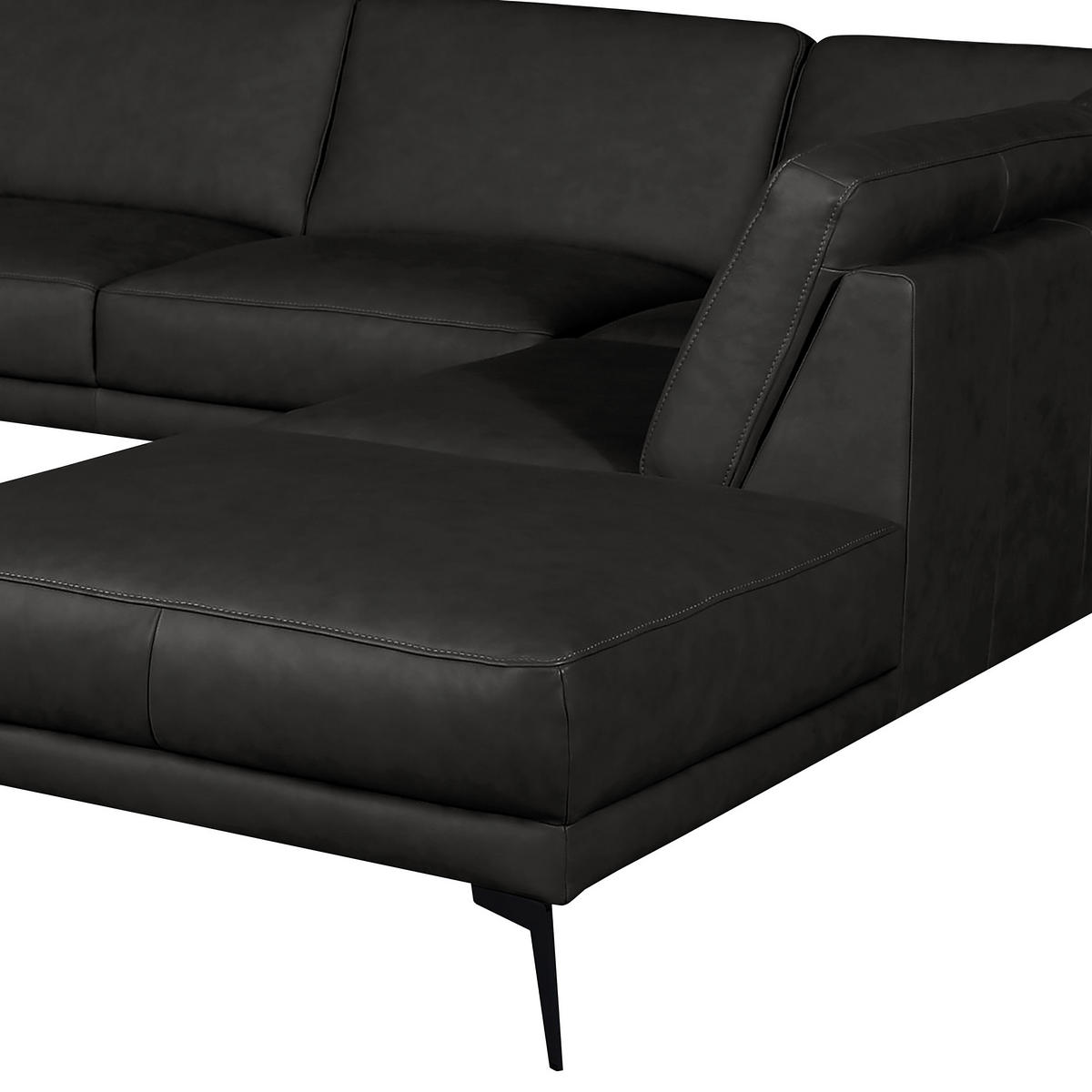 ECKSOFA in Echtleder Schwarz  - Schwarz, Design, Leder/Metall (273/250cm) - Livetastic