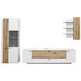 WOHNWAND 317/196,8/49,2 cm  in Weiß, Eichefarben  - Eichefarben/Anthrazit, Design, Glas/Holz (317/196,8/49,2cm) - Dieter Knoll
