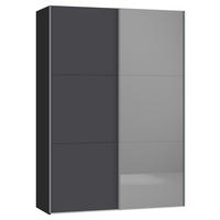 SCHWEBETÜRENSCHRANK Anthrazit, Schwarz  - Anthrazit/Silberfarben, Design, Glas/Holzwerkstoff (153/220/65cm) - Jutzler