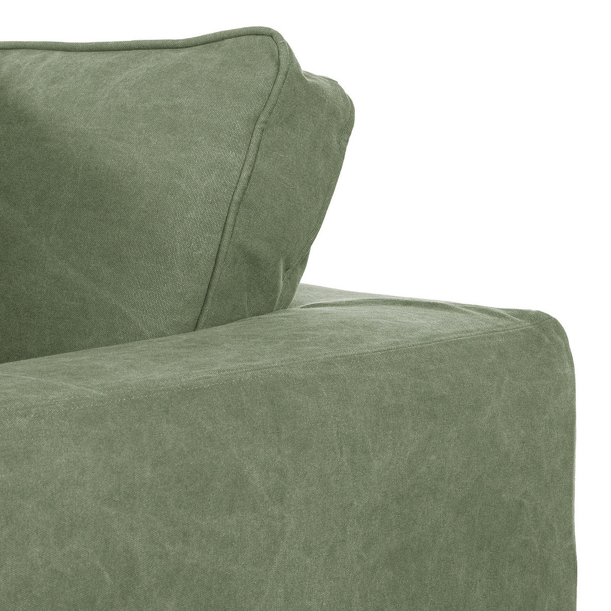 3-SITZER-SOFA STELLA in Webstoff Olivgrün  - Schwarz/Olivgrün, Design, Kunststoff/Textil (238/90/119cm) - P & B