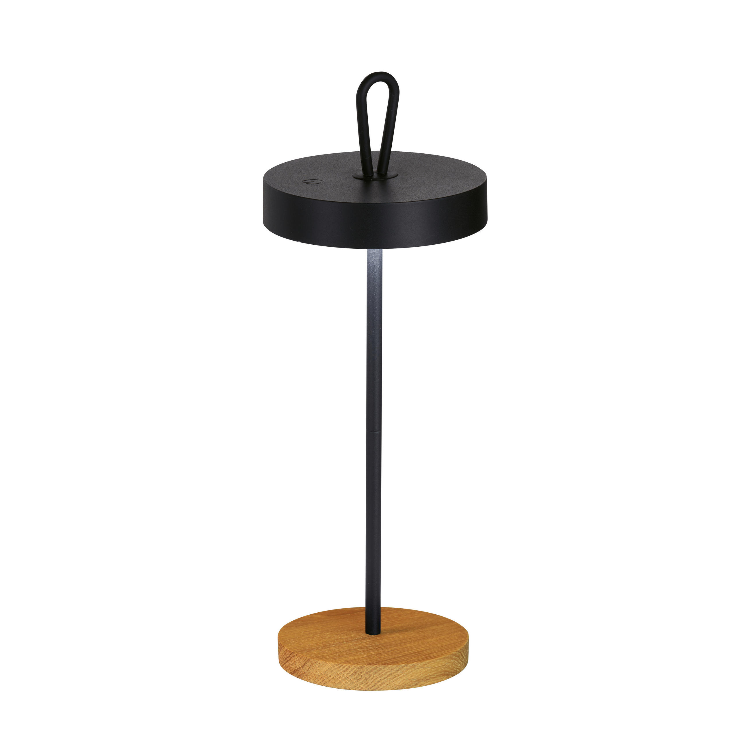 AKKU-TISCHLEUCHTE Shine-Wood 12,8/46,6 cm   - Schwarz, Design, Holz/Metall (12,8/46,6cm) - Fischer & Honsel