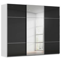 SCHWEBETÜRENSCHRANK Grau, Schwarz  - Chromfarben/Schwarz, Konventionell, Glas/Holzwerkstoff (242/223/68cm) - Novel
