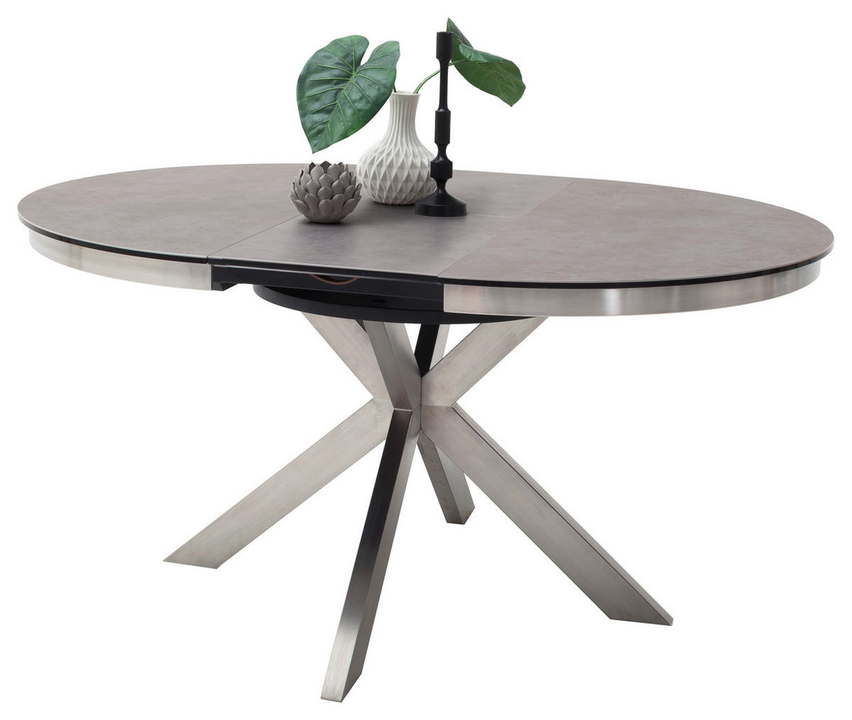 ESSTISCH in Metall, Keramik 120/120/76 cm  - Edelstahlfarben/Anthrazit, Design, Keramik/Metall (120/120/76cm) - Livetastic
