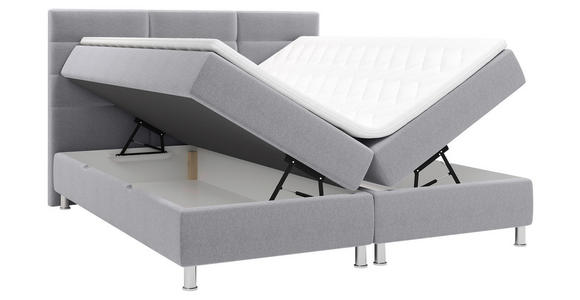 BOXBETT 180/200 cm  in Hellgrau  - Chromfarben/Hellgrau, KONVENTIONELL, Textil/Metall (180/200cm) - Carryhome