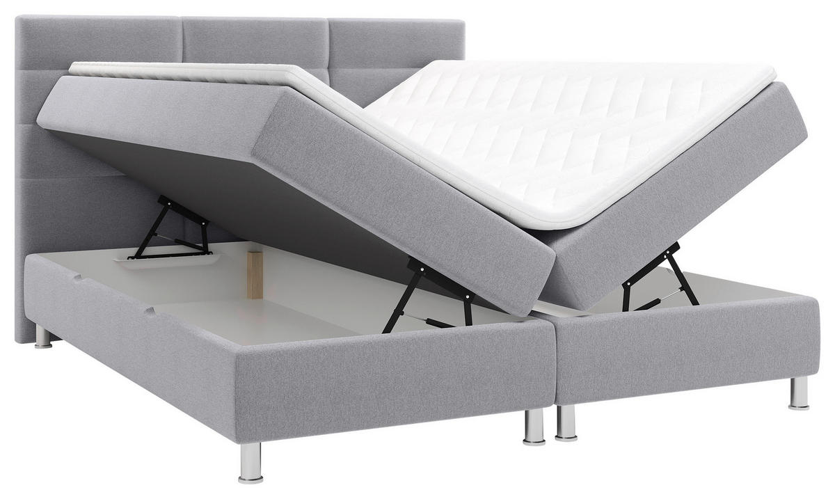 POSTELJA Z VZMETNICO 140 cm   x 200 cm  , tekstil svetlo siva  - barve kroma/svetlo siva, Konvencionalno, kovina/tekstil (140/200cm) - Carryhome