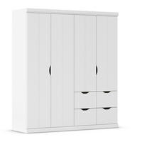 KLEIDERSCHRANK 181/203/56 cm 4-türig Weiß  - Weiß, Basics, Holzwerkstoff (181/203/56cm) - Rauch Möbel