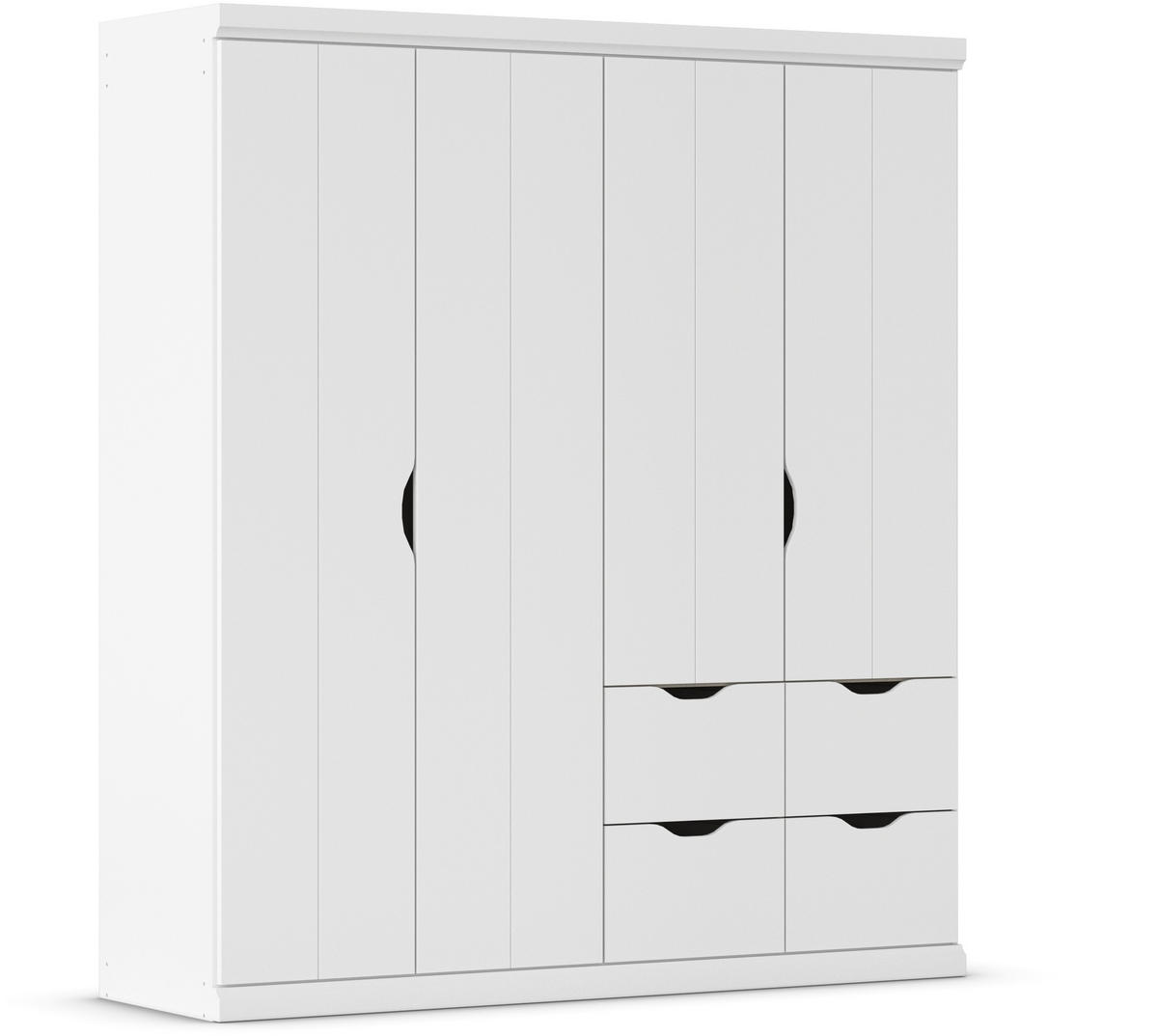 KLEIDERSCHRANK 181/203/56 cm 4-türig Weiß  - Weiß, Basics, Holzwerkstoff (181/203/56cm) - Rauch Möbel