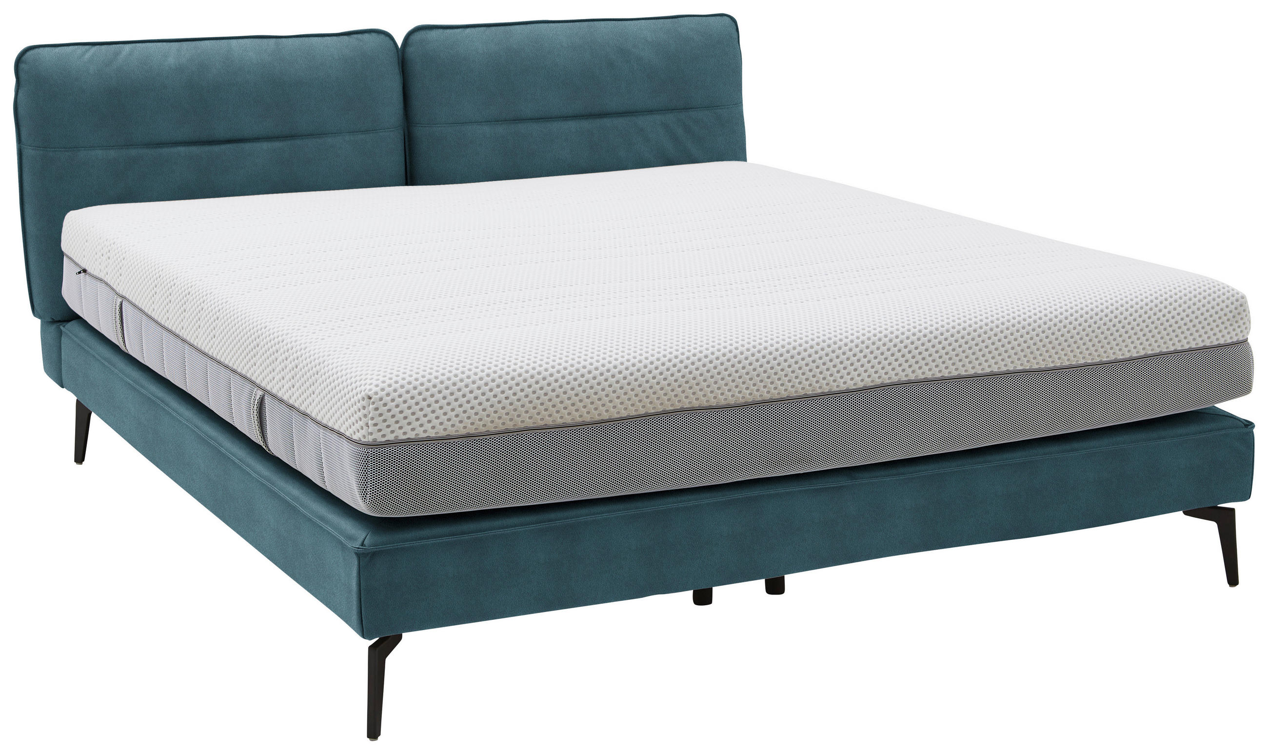 BOXSPRINGBETT 180/200 cm  in Blau  - Blau/Schwarz, Design, Textil/Metall (180/200cm) - Johann Jakob