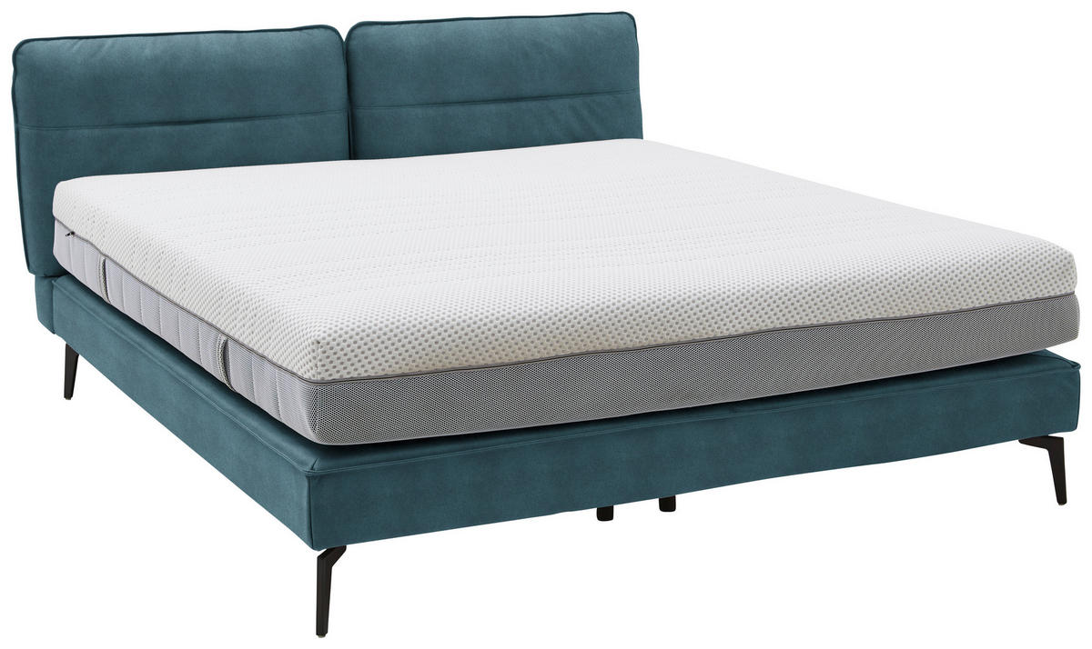 BOXSPRINGBETT 180/200 cm  in Blau  - Blau/Schwarz, Design, Textil/Metall (180/200cm) - Johann Jakob