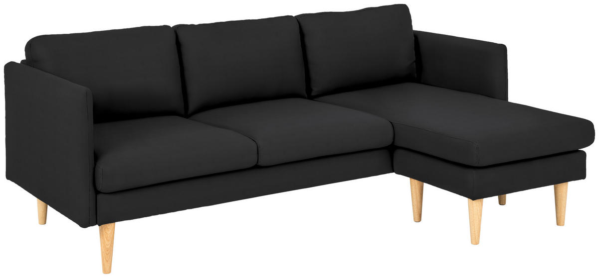 HÖRNSOFFA i läderimitation svart  - svart/ekfärgad, Design, trä/textil (201/132cm) - Livetastic