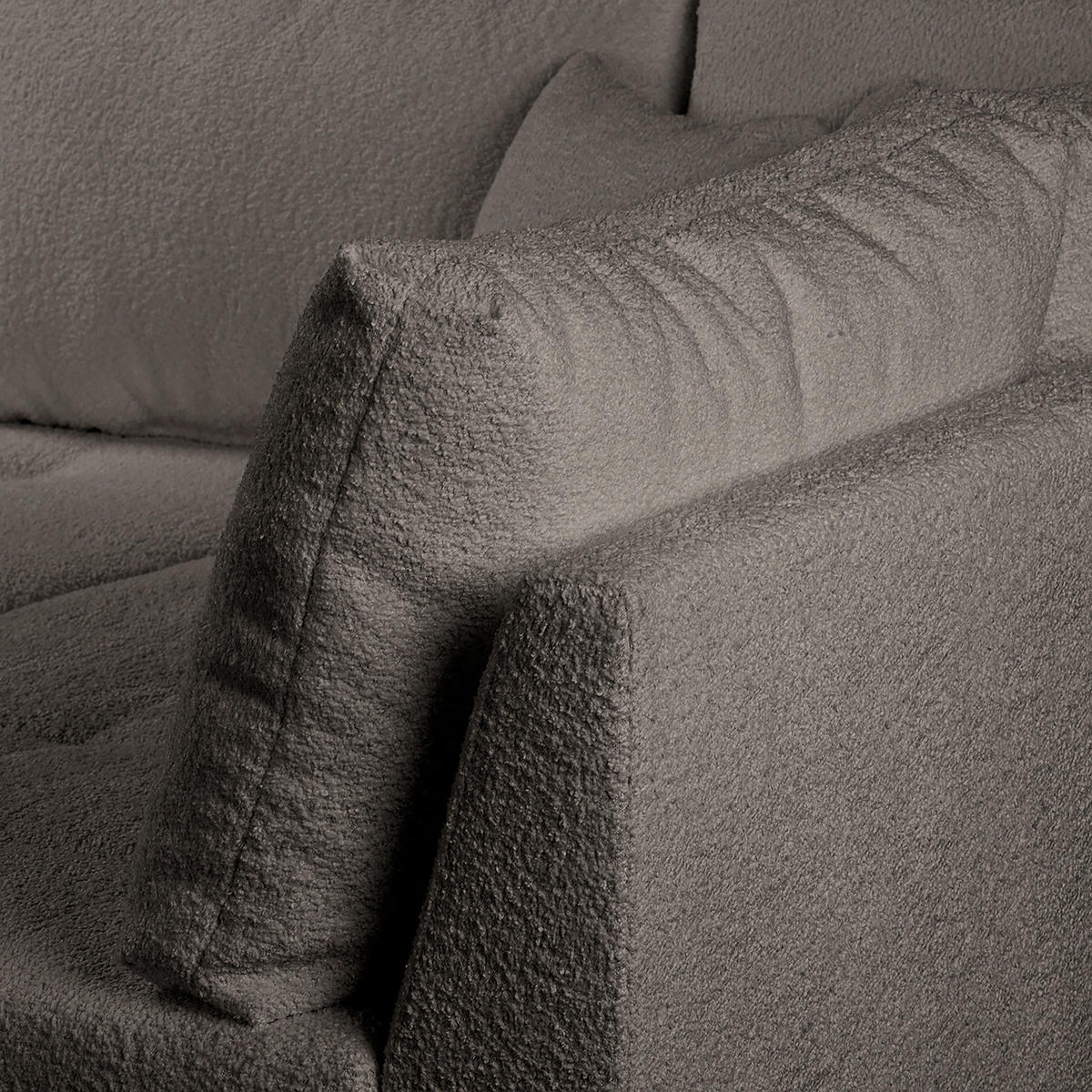 ECKSOFA inkl. Hocker Ariella in Bouclé Dunkelgrau  231/161 cm  - Dunkelgrau/Naturfarben, Design, Holz/Textil (231/161cm) - Livetastic