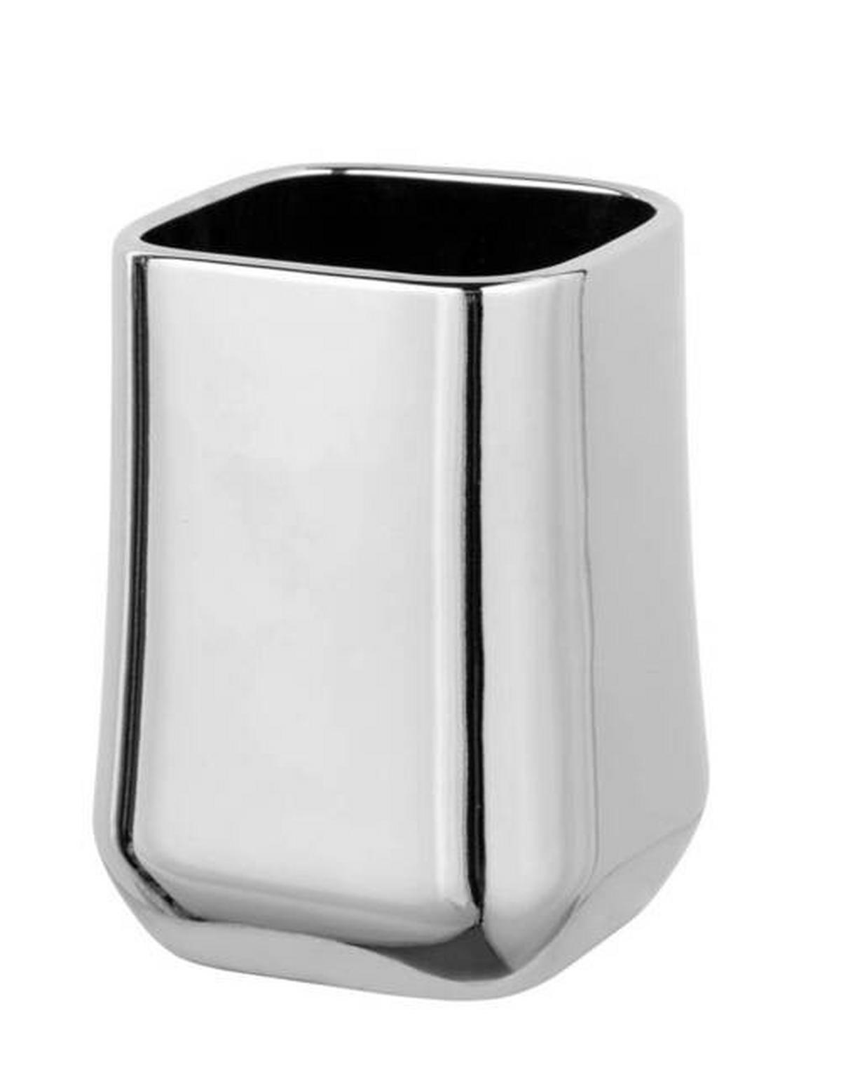ZAHNPUTZBECHER Keramik  - Chromfarben, Konventionell, Keramik (7,5/10,5/7,5cm) - Schöner Wohnen